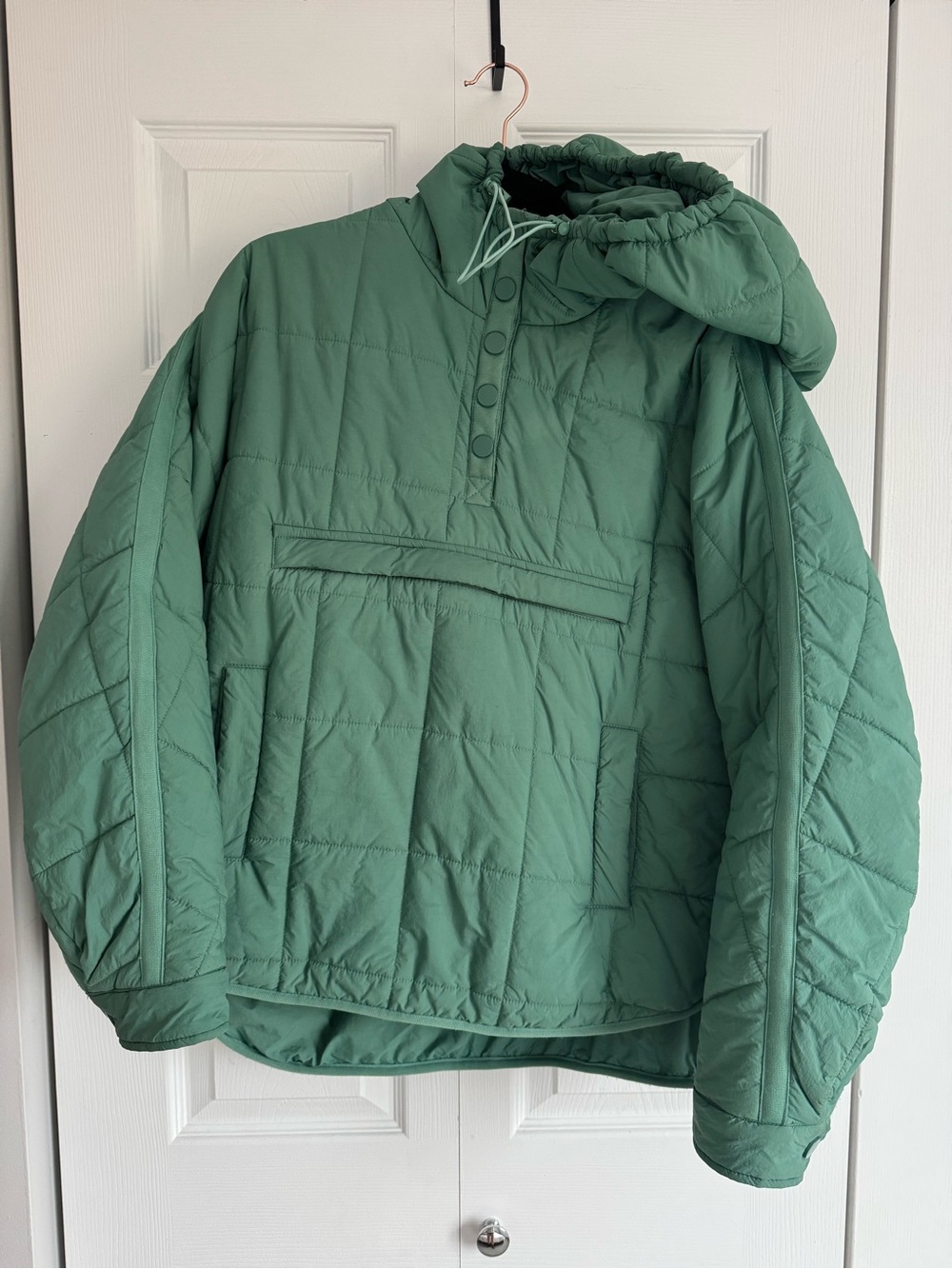 Quilted Hooded Pullover Jacket - Green